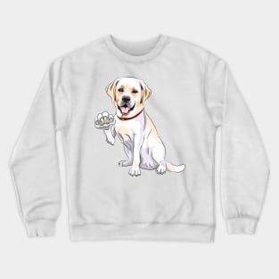 Labrador Retriever smiles and gives a paw Crewneck Sweatshirt